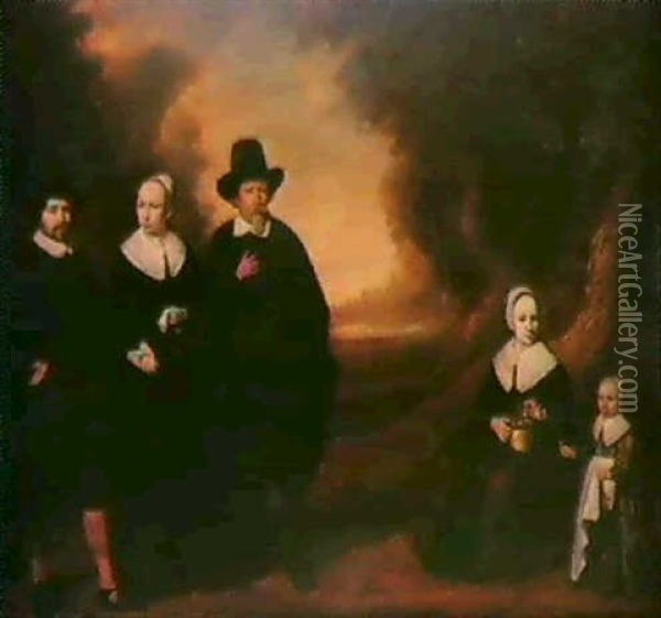 Retrato De Familia Oil Painting - Thomas De Keyser