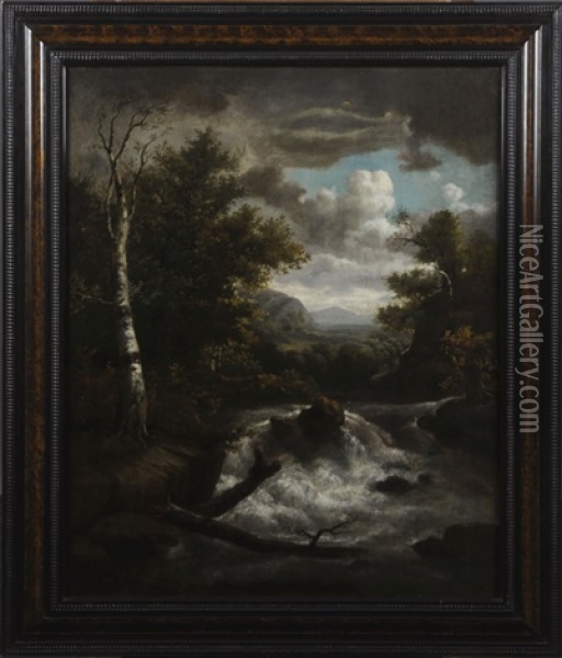 La Cascade Oil Painting - Jacob Van Ruisdael