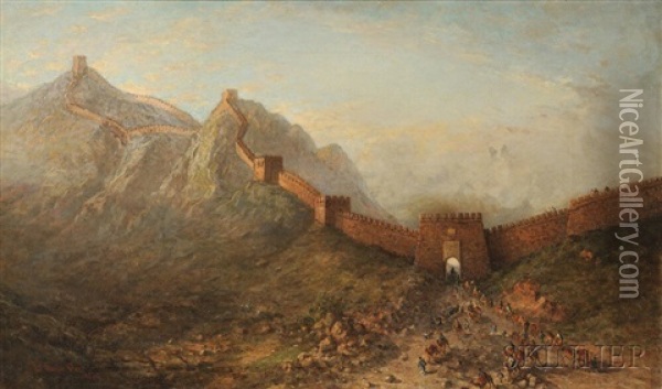 Silk Road Traders At The Gate Of The Great Wall Of China Oil Painting - Winckworth Allan Gay