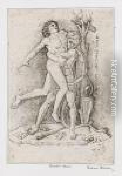 Herkules Und Antaios Oil Painting - Giovanni Antonio Da Brescia