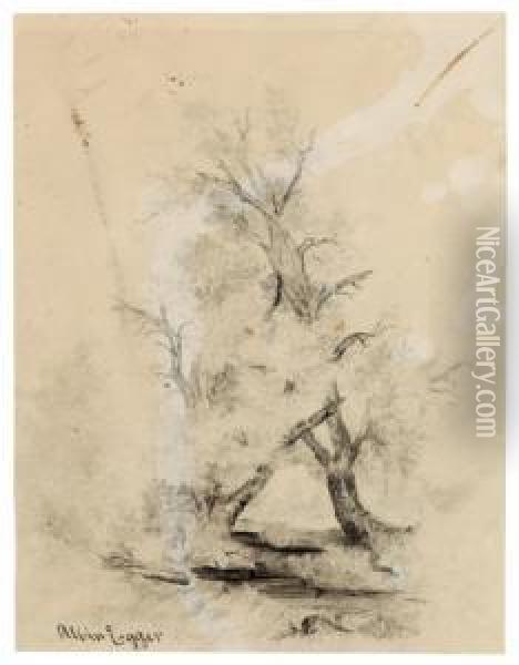 Zwei Baume An Einem Bach Oil Painting - Albin Egger-Lienz