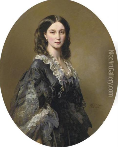 Portrait Of Princess Bariatinsky, Three-quarter Length Oil Painting - Franz Xavier Winterhalter