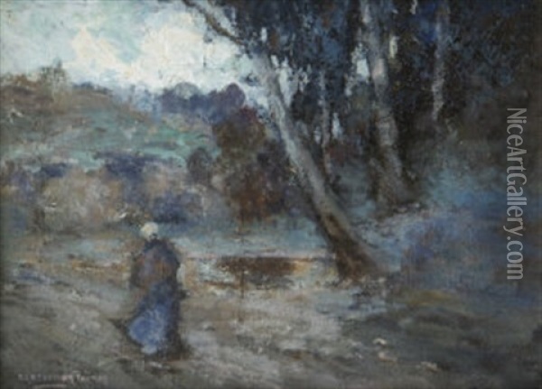 Figure On A Pathway Oil Painting - Grosvenor Thomas