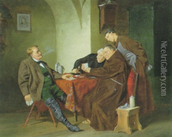 Das Kartenspiel Oil Painting - Johann Grund