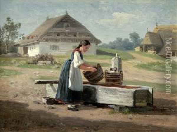 Am Dorfbrunnen Oil Painting - Gustav Sus