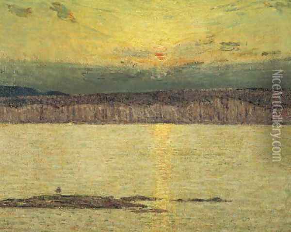 Sunset Ironbound, Mount Desert, Massachusetts, 1896 Oil Painting - Childe Hassam