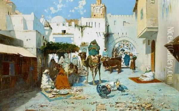 Zoco Tanger, Morocco Oil Painting - Jose Navarro Llorens