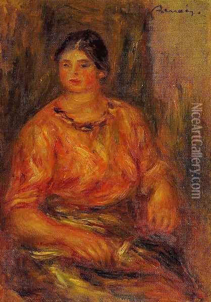Woman In A Red Blouse2 Oil Painting - Pierre Auguste Renoir