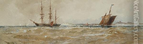 Off Dover Oil Painting - Thomas Bush Hardy