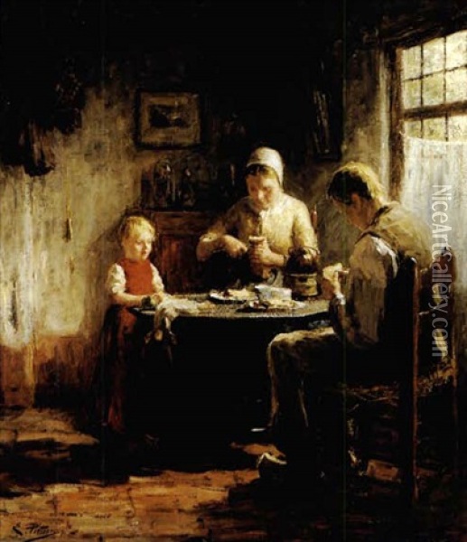 The Family Meal Oil Painting - Evert Pieters