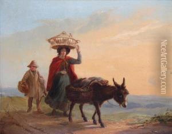 Off To Market Oil Painting - Edmund Bristow