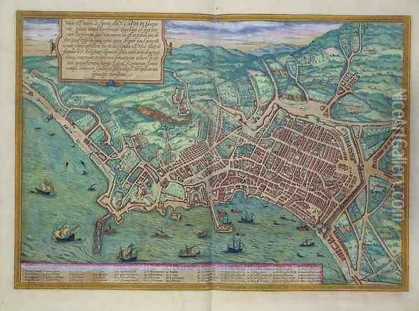 Map of Naples from Civitates Orbis Terrarum Oil Painting - Joris Hoefnagel