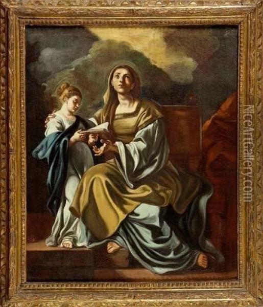 Sant'anna Con Maria Bambina Oil Painting - Francesco Solimena