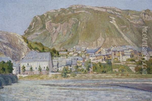 Vue De Montmelian, Savoie Oil Painting - Michel Auguste Colle