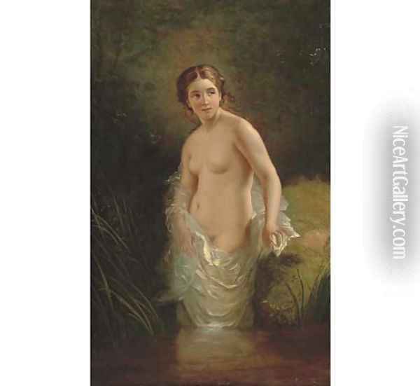 A nymph bating in a stream Oil Painting - Timoleon Carl von Neff