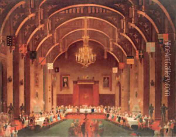Queen Elizabeth I presiding over a banquet at Kenilworth Oil Painting - English School