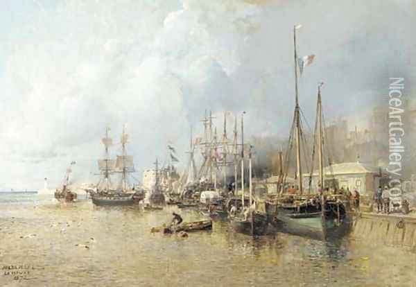 Le havre (The harbor) Oil Painting - Jules Achille Noel