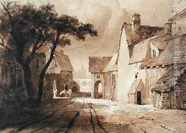 Study of Old Buildings Oil Painting - Samuel Palmer