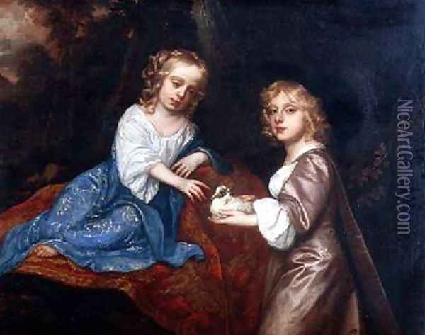 Double Portrait of Charles Dormer 1652-73 Viscount Ascott and his sister Lady Elizabeth Dormer 1653-77 Oil Painting - Sir Peter Lely