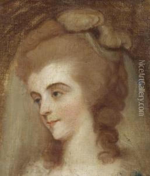 Head Study Of A Lady Oil Painting - Sir Joshua Reynolds