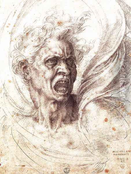 The Damned Soul c. 1525 Oil Painting - Michelangelo Buonarroti