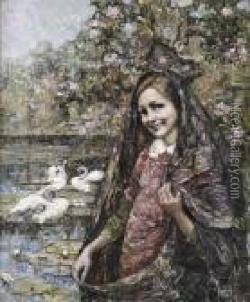 By The Lakeside Oil Painting - Edward Atkinson Hornel