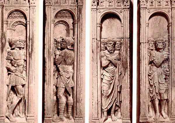Four reliefs with the trials of Saint Paul Oil Painting - Paolo Romano