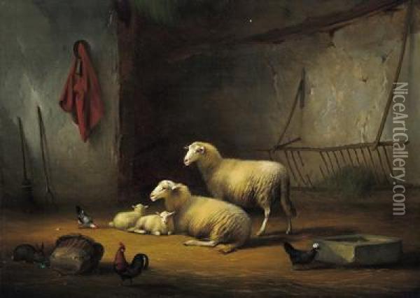 Huhner Und Ein Hase
Im Stall Oil Painting - Franz van Severdonck