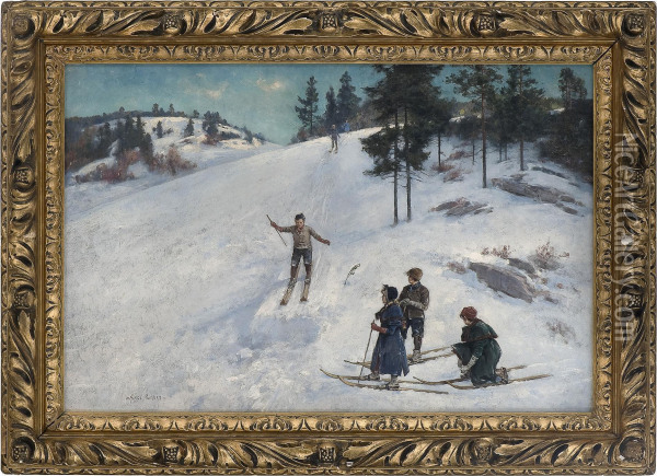 Ski Jump Oil Painting - Axel Ender