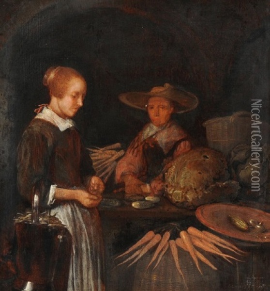 Auf Dem Gemusemarkt Oil Painting - Quiringh Gerritsz van Brekelenkam