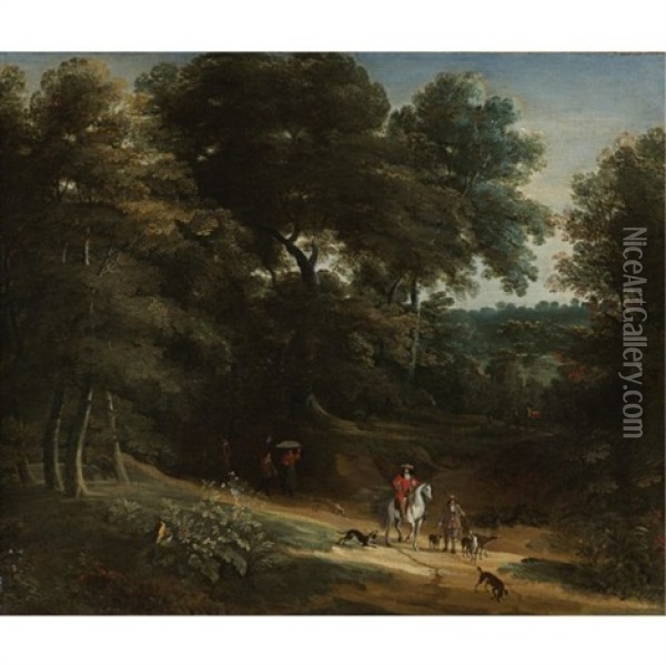 Landscape With Hunters Oil Painting - Jan Baptiste Huysmans