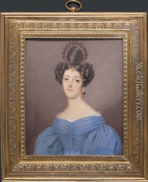 Portrait De Mademoiselle Agathe De Pontigny, En Buste, De Trois-quarts Vers La Gauche Oil Painting - Anne Nicole Voullemier