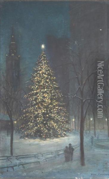 Christmas In Madison Square Park Oil Painting - Paul Cornoyer