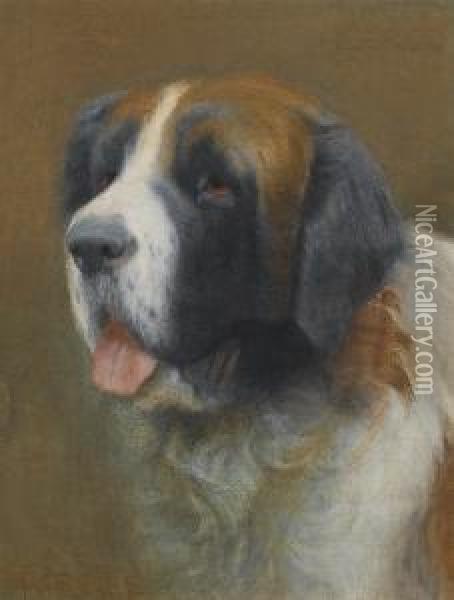 Study Of 'carlo', The Artist's St. Bernard Oil Painting - Elizabeth A.Stanhope Forbes