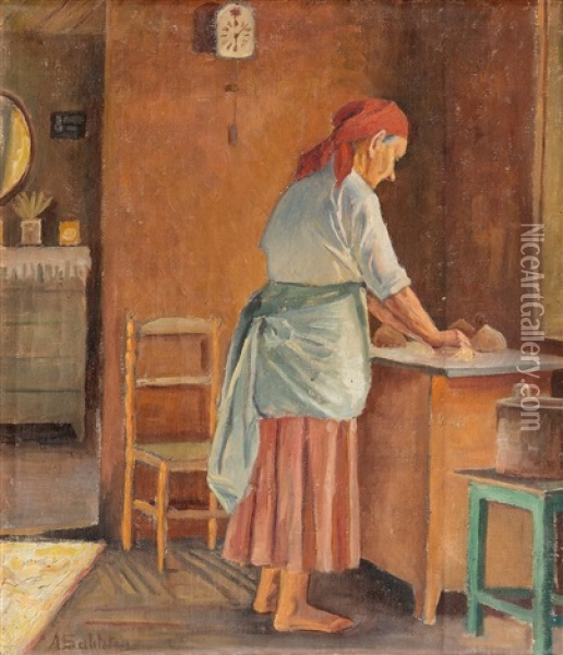 Woman Baking Oil Painting - Anna Sahlsten
