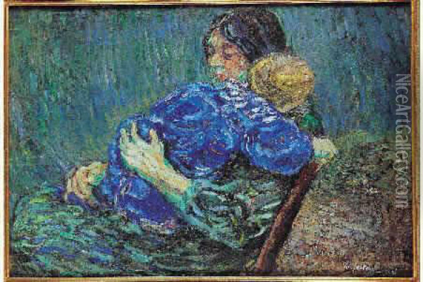 Mere Et Son Enfant, 1906 Oil Painting - Nicolas Tarkhoff