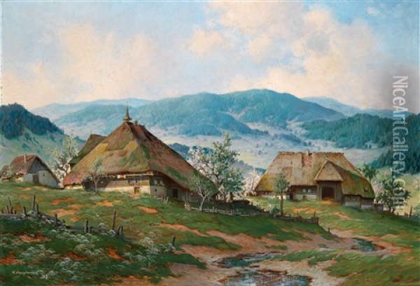Im Yachtal - Alter Hof Oil Painting - Karl Hauptmann