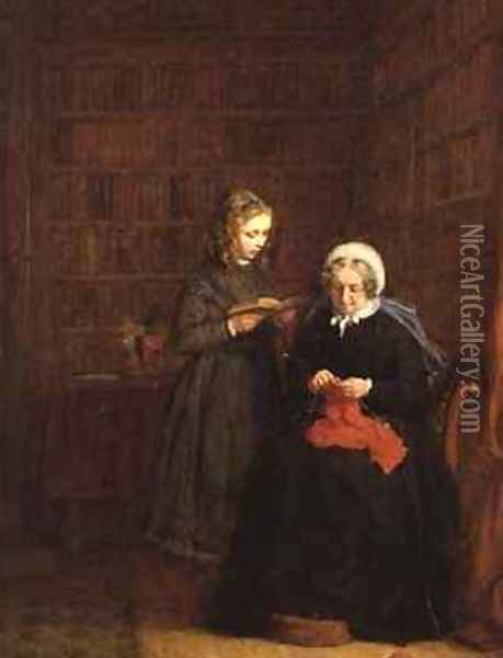 Portrait of Mrs Hearne and her Grand niece Fanny Sowman Oil Painting - Frederick Daniel Hardy