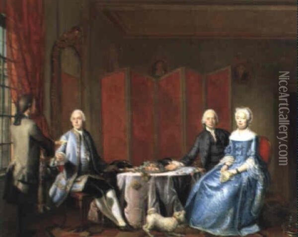 Familienportrait In Einem Interieur Oil Painting - Philip van Dyk