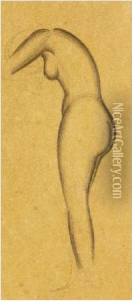 Female Nude Oil Painting - Eric Gill