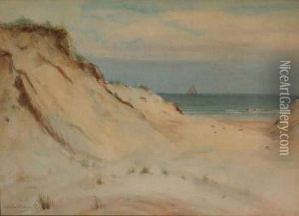 View Of The Ocean Through A Sand Dune Oil Painting - Hendricks A. Hallett