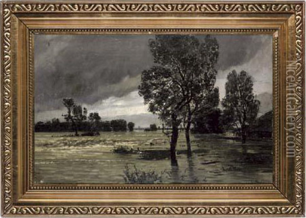 Heavy Floods Oil Painting - Adolf Stabli