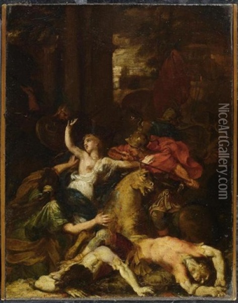 Amazonenschlacht Oil Painting - Charles Le Brun