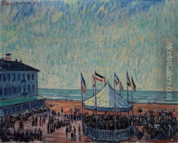Ostende Oder Strandkonzert Oil Painting - Theo Von Brockhusen