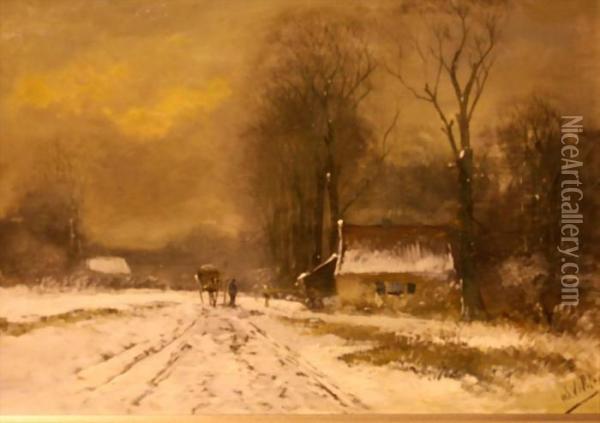 Einspanner Im Winter Oil Painting - Wilhelm Velten