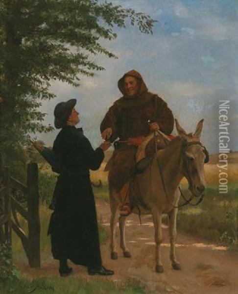 Encounter On The Country Road Oil Painting - Jose Frappa