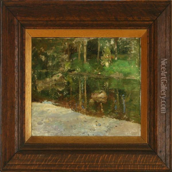 Stream In The Woods Oil Painting - Niels Moeller Lund