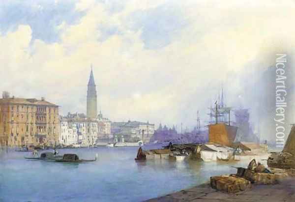 View of Venice from the Dogana Oil Painting - William Callow