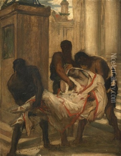 Scene De L'histoire Romaine : La Mort De Cesar Oil Painting - Leon Francois Comerre