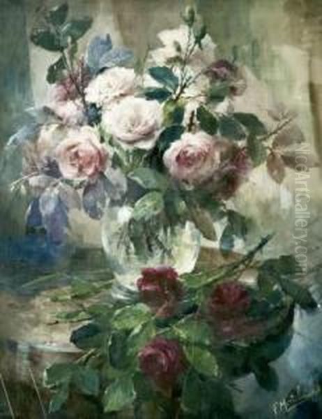 Nature Morte Au Vase De Roses oil painting reproduction by Frans ...